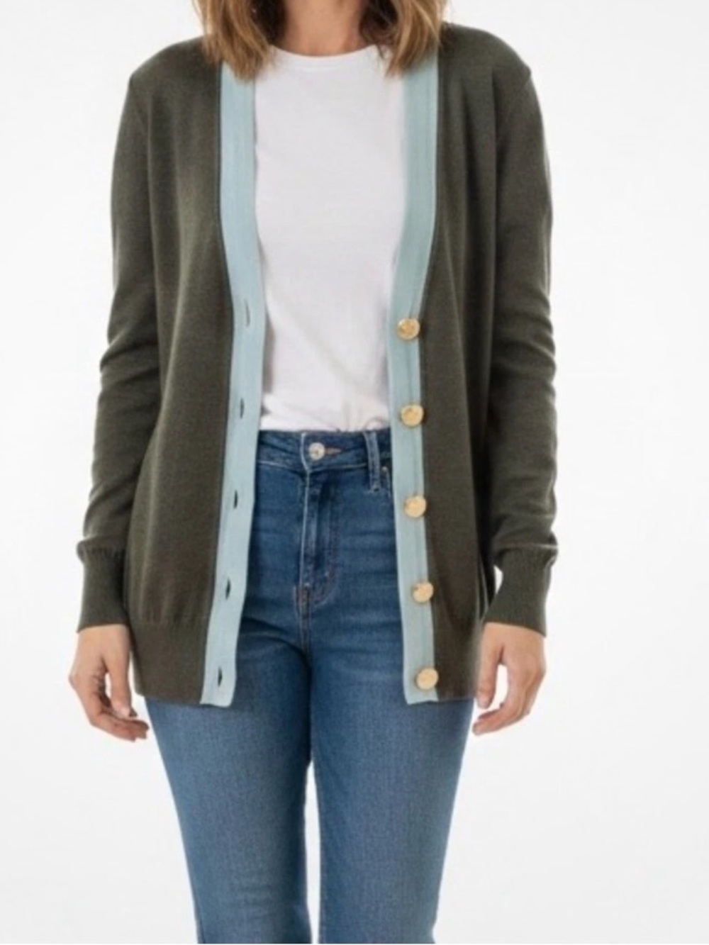 Tory Burch Button-Front Wool Cardigan